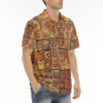 Men's Polo Shirt Terracotta Tiles Tribal Symbols