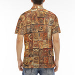 Men's Polo Shirt Terracotta Tiles Tribal Symbols