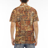 Men's Polo Shirt Terracotta Tiles Tribal Symbols