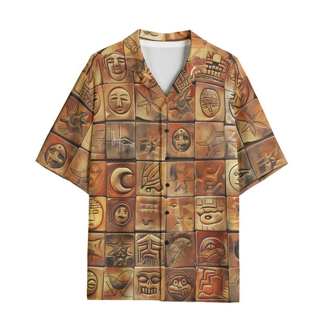 Hawaiian Shirt Terracotta Tiles Tribal Symbols
