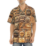 Hawaiian Shirt Terracotta Tiles Carvings Faces