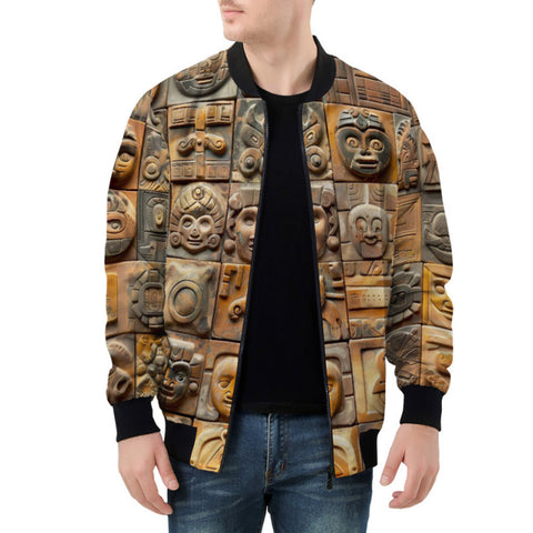 Bomber Jacket Terracotta Tiles Carvings Faces