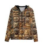 Men's Zip Up Hoodie Terracotta Tiles Carvings Faces