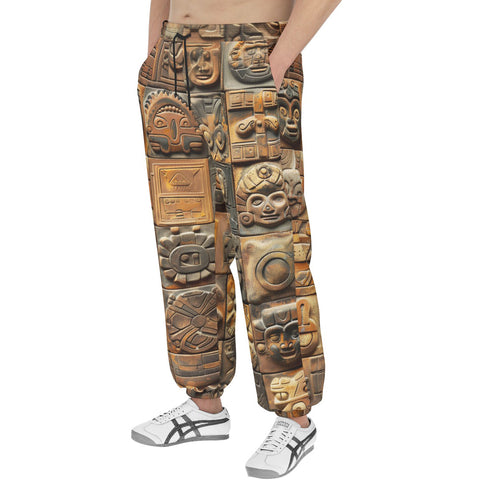 Men's Sweatpants Terracotta Tiles Carvings Faces