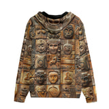 Men's Zip Up Hoodie Terracotta Tiles Carvings Faces