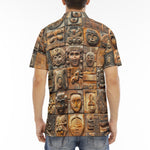 Men's Polo Shirt Terracotta Tiles Carvings Faces