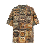 Hawaiian Shirt Terracotta Tiles Carvings Faces