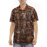 Men's Polo Shirt Ancient Mayan Wooden Carvings