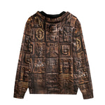 Men's Zip Up Hoodie Ancient Mayan Wooden Carvings