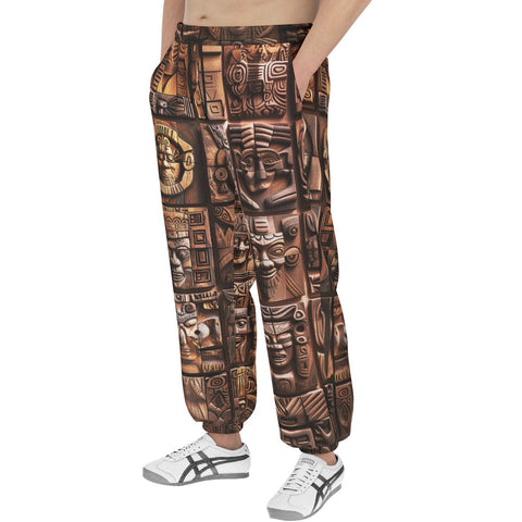 Men's Sweatpants Ancient Mayan Wooden Carvings