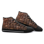 High-Top Canvas Shoes Ancient Mayan Wooden Carvings