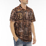 Men's Polo Shirt Ancient Mayan Wooden Carvings