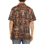 Hawaiian Shirt Ancient Mayan Wooden Carvings