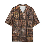 Hawaiian Shirt Ancient Mayan Wooden Carvings