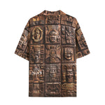 Hawaiian Shirt Ancient Mayan Wooden Carvings