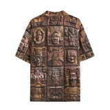 Hawaiian Shirt Ancient Mayan Wooden Carvings