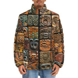 Down-Padded Puffer Jacket Mosaic Traditional Mayan Symbols