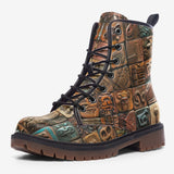 Leather Boots Mosaic Traditional Mayan Symbols