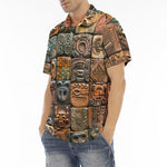 Men's Polo Shirt Mosaic Traditional Mayan Symbols
