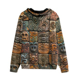 Men's Zip Up Hoodie Mosaic Traditional Mayan Symbols