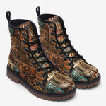 Leather Boots Mosaic Traditional Mayan Symbols