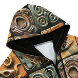 Men's Zip Up Hoodie Mosaic Traditional Mayan Symbols