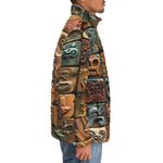 Down-Padded Puffer Jacket Mosaic Traditional Mayan Symbols
