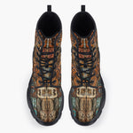 Casual Leather Chunky Boots Mosaic Traditional Mayan Symbols