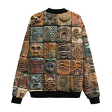 Bomber Jacket Mosaic Traditional Mayan Symbols