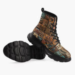 Casual Leather Chunky Boots Mosaic Traditional Mayan Symbols