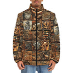 Down-Padded Puffer Jacket Various Tribal Motifs Tile