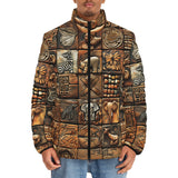 Down-Padded Puffer Jacket Various Tribal Motifs Tile