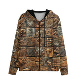 Men's Zip Up Hoodie Various Tribal Motifs Tile