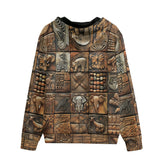 Men's Zip Up Hoodie Various Tribal Motifs Tile