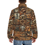 Down-Padded Puffer Jacket Various Tribal Motifs Tile