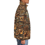 Down-Padded Puffer Jacket Various Tribal Motifs Tile