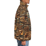 Down-Padded Puffer Jacket Various Tribal Motifs Tile