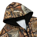 Men's Zip Up Hoodie Various Tribal Motifs Tile