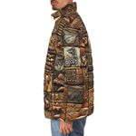 Down-Padded Puffer Jacket Various Tribal Motifs Tile