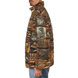 Down-Padded Puffer Jacket Various Tribal Motifs Tile