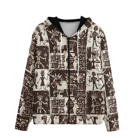 Men's Zip Up Hoodie Ancient African Tribal Patterns