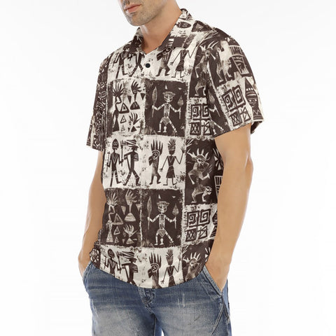 Men's Polo Shirt Ancient African Tribal Patterns
