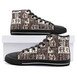 High-Top Canvas Shoes Ancient African Tribal Patterns