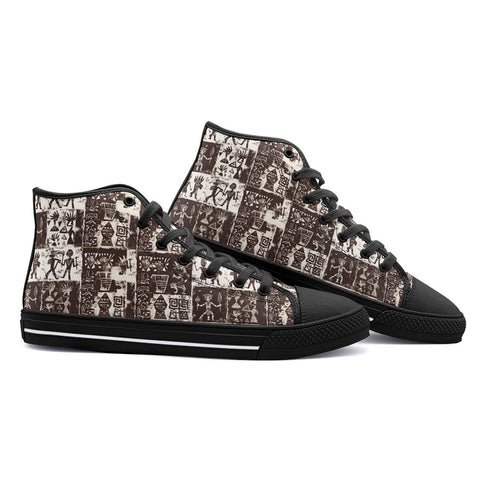 High-Top Canvas Shoes Ancient African Tribal Patterns