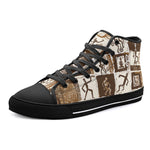 High-Top Canvas Shoes Ancient African Tribal Patterns