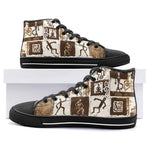 High-Top Canvas Shoes Ancient African Tribal Patterns