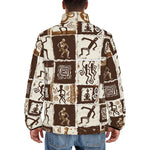 Down-Padded Puffer Jacket Ancient African Tribal Patterns