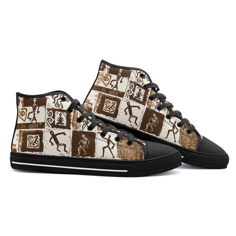 High-Top Canvas Shoes Ancient African Tribal Patterns