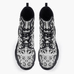 Casual Leather Chunky Boots Ancient Mythology Symbols