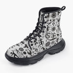 Casual Leather Chunky Boots Ancient Mythology Symbols